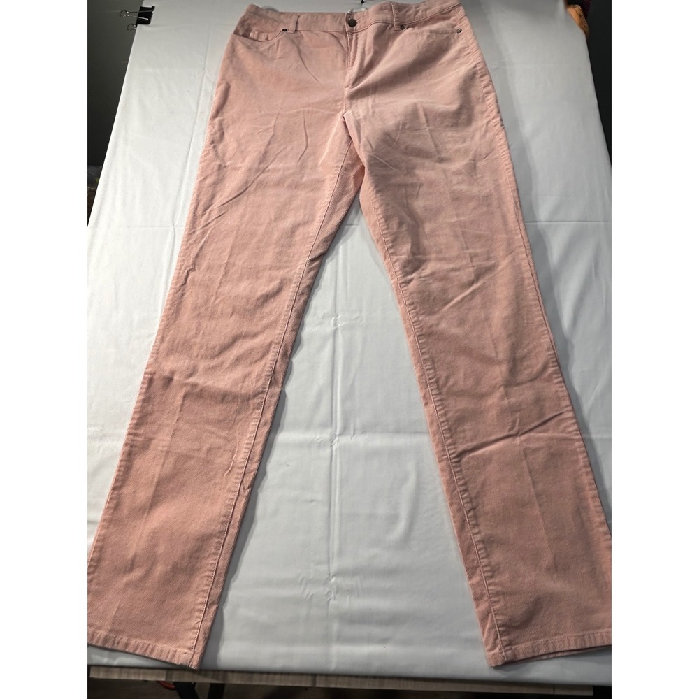 Coldwater Creek Pink Corduroy Truly Straight Leg Pants Womens 14T Tall Rose